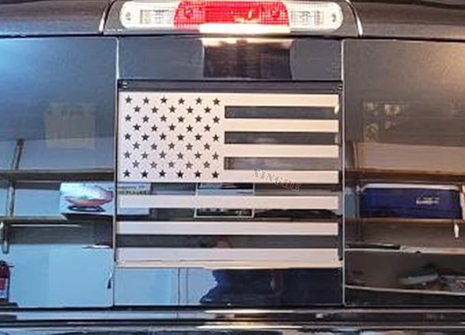 Xinghe for Dodge Ram 2009 to 2024, American Flag Decals Stickers for Truck Back Middle Window, Matte Black USA Flag Decal