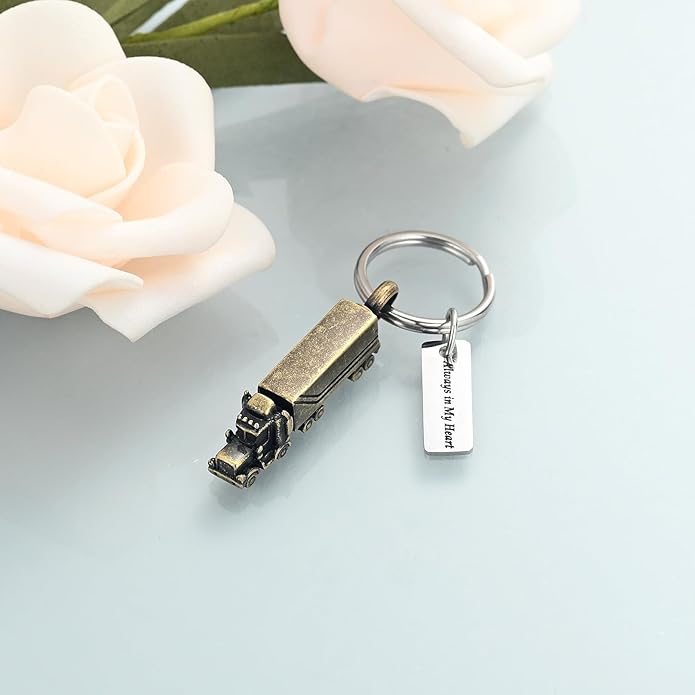 Urn Necklace for Ashes 18 Wheeler Semi Truck Cremation Jewelry for Men Memorial Urn Pendant Ashes Locket Necklace Keepsake Gifts