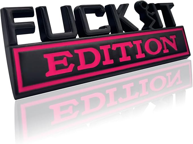 Fuck IT Edition Emblem, Car Exterior Emblems Badge 3D Sticker Decal, Fuck-IT Edition Emblem 3D Fender Badge Decal, 3D Fender Badge Decal Car Truck Replacement, Fit for All Cars (Black Rose)