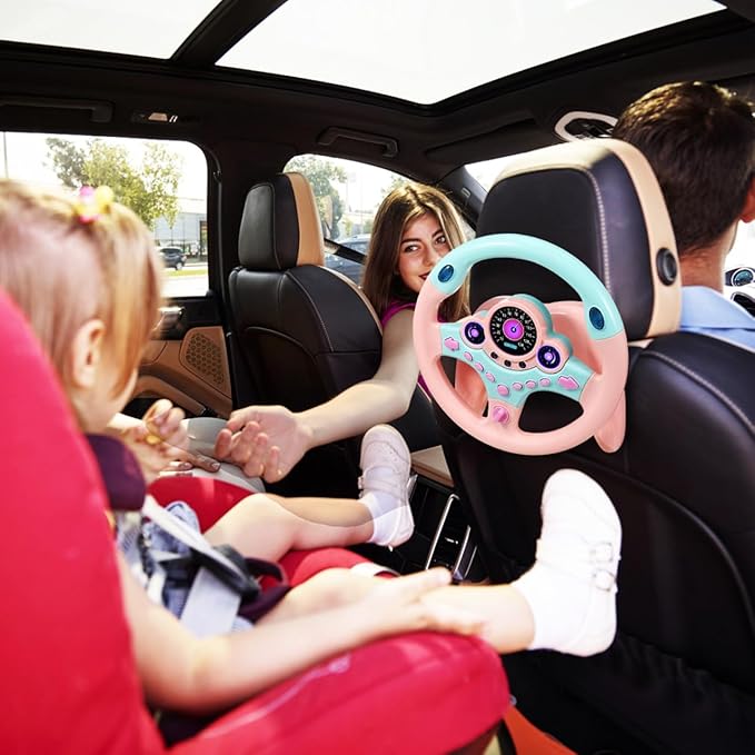 TOYANDONA Kids Steering Wheel Toy with Car Key, Racing Car Steering Wheel with Light and Music, Simulated Driving Racing Game Toy for Kids Boys Girls Aged 3 Years +