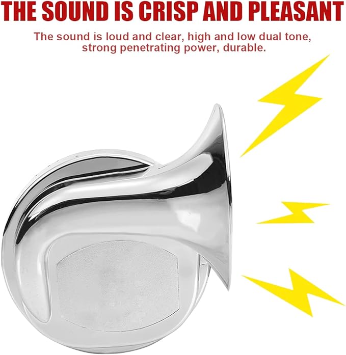 Super Loud Train Horns, Car Waterproof Durable Air Electric Snail Horn, 12V Raging Sound Air Horns Replacement Kit, Automotive Accessories Universal for Car, Motorcycle, Truck, Bike, Boat (Silver)