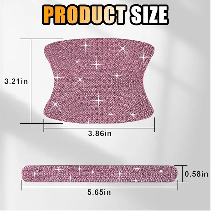JOYCOURT 10PCS Bling Car Door Handle Anti-Scratch Sticker, Universal Car Doors Handles Protective Cover, Shiny Rhinestone Auto Decor Accessories for Women (Pink)