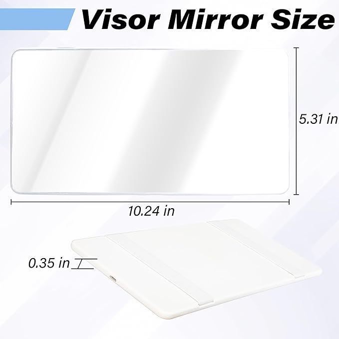 Car Sun Visor Mirror, Cosmetic Makeup Mirrors with Straps, HD Cars Interior Cosmetic Mirror, Car Accessories for Women Universal Sun Visor Mirrors for Trucks, Cars, SUVs (White)