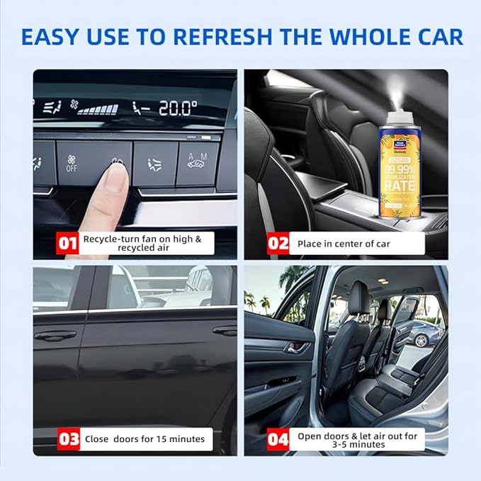 Glodway Car Air Freshener Spray,Deodorizer Odor Eliminator Remover Fogger,Long Lasting Lemon Scent,6 Ounce(Pack of 3)