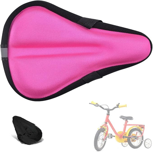 Kids Gel Bike Seat Cushion Cover for Boys & Girls, 9"x6" Breathable & Extra Soft Memory Foam Children Bicycle Saddle Pad with Water&Dust Resistant Cover