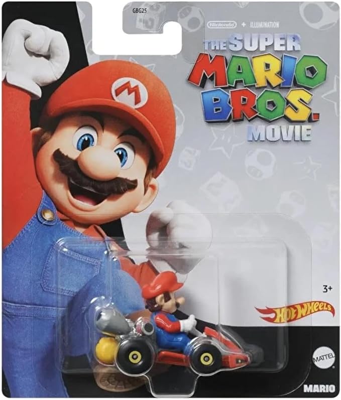 Hot Wheels Super Mario Bros. Movie Character Cars 4‑Pack Bundle, Mario, Toad, Koopa & Donkey Kong, Die‑Cast 1:64 Scale Vehicles, Ages 3+