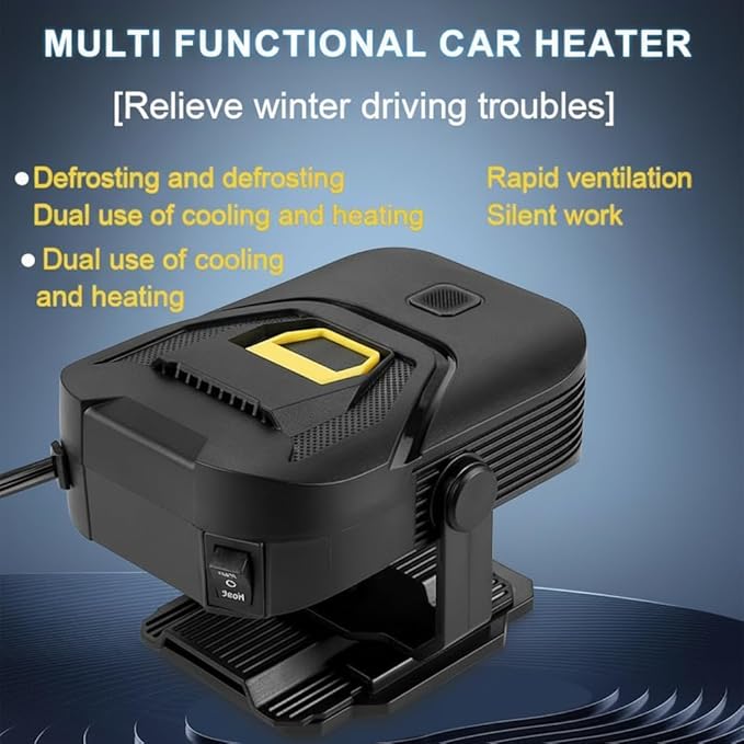 Car Heater, 12V Portable Heater Quick Warmth for Car in Winter, 2 in 1 Heating/Cooling Car Heater for Vehicle, Defroster Windshield Heater for Car, Space Heater for All Cars (Black)