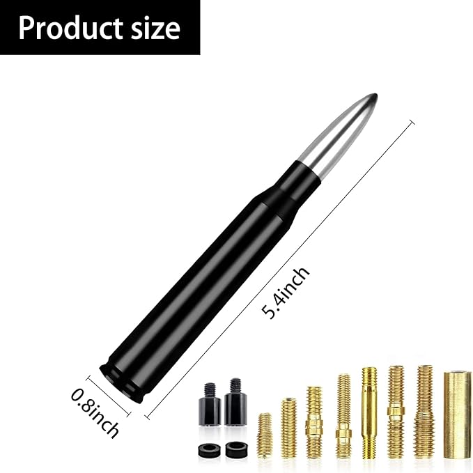 Ajxn 1 PC Car Truck Bullet Antenna, Auto Antenna Mast, Suitable for GM Chevy Silverado 1500 2500 3500 HD Avalanche GMC Sierra 1500 2500 3500 Denali Heavy Duty Pickup Trucks Accessories (Splice Silver)