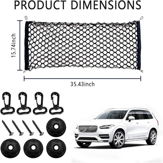 Car Rear Cargo Net with Good Elasticity&Tensile Strength Trunk Organizer for SUV Truck,Ideal Keeps Overlanding Accessories,Car Camping Accessories (M(35.43''x15.74''))