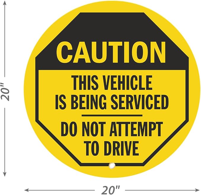 SmartSign Caution - This Vehicle is Being Serviced, Do Not Attempt to Drive Steering Wheel Lock Out Cover | 20" x 20", Made in USA