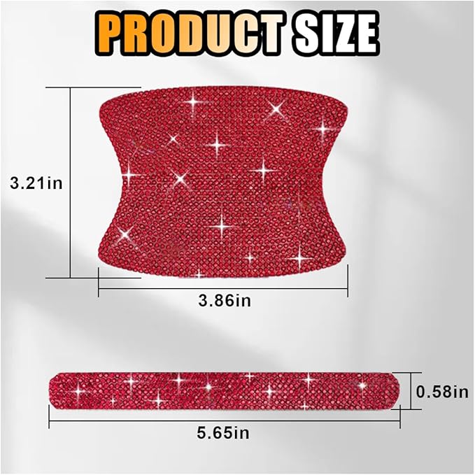 JOYCOURT 10PCS Bling Car Door Handle Anti-Scratch Sticker, Universal Car Doors Handles Protective Cover, Shiny Rhinestone Auto Decor Accessories for Women (Red)