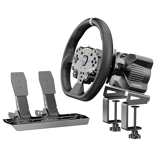 MOZA R3 Racing Wheel and Pedals Bundle for Xbox & PC,3.9Nm DD Servo Motor With Aviation-Grade Aluminum Construction,Durable ISF PU Grips 11-inch Racing Wheel,SR-P Lite Dual Pedals