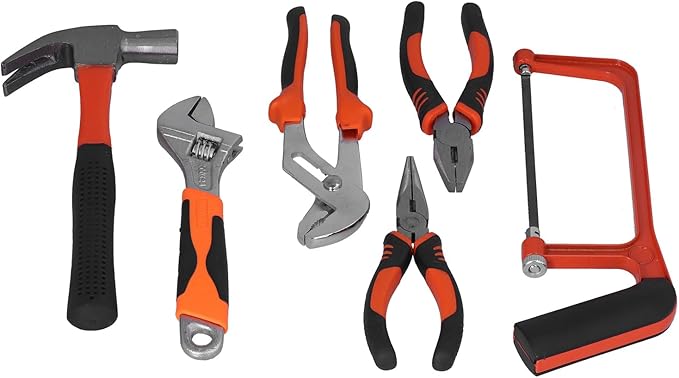 FIXMAN 50 Piece Maintenance Tool Set for Household Repair with High Carbon Steel Pliers Screwdriver Cutter and Wrench includes Flashlight and ABS Storage Case