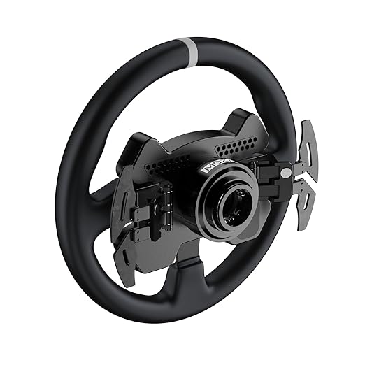 MOZA CS V2P Racing Wheel for PC Gaming Steering Wheel, 13 Inch Aviation Grade Aluminum Alloy Rim, Carbon Fiber paddles, RGB Indicator, Pressable Joysticks and customizable controls