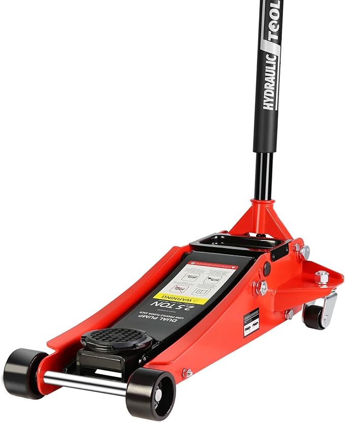 Floor Jack 2.5 Ton Low Profile Capacity Fast Lift Service Jack Steel Heavy Duty Hydraulic Car Jack with Dual Pistons Quick Lift Pump for Sport Utility Vehicle, Lifting Range 3.5"-19.5",Red