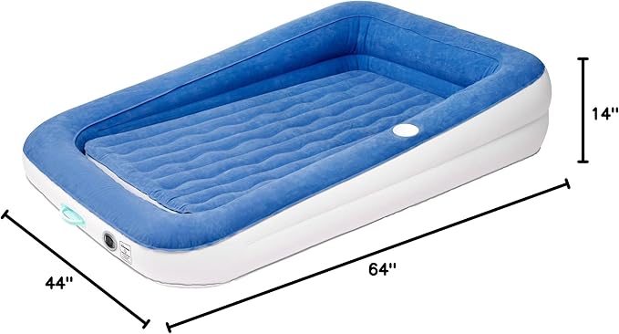 SoundAsleep Products Dream Series Kids Air Mattress Includes High Speed External Pump - Extra Tall Safety Bumpers - Portable, Toddler Blow up Bed for Kids