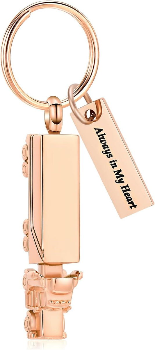 Imrsanl 18 Wheeler Semi Truck Urn Keychain for Ashes for Men Women Memorial Pendant Key Ring Cremation Jewelry Keepsake