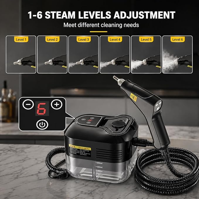 2500W Handheld High-Temperature Pressurized Steam Cleaner, Professional High-Pressure Rapid-Heating Steam Cleaner, Steam Cleaner For Car, Kitchen, Bathroom, Furniture, Windows (White)