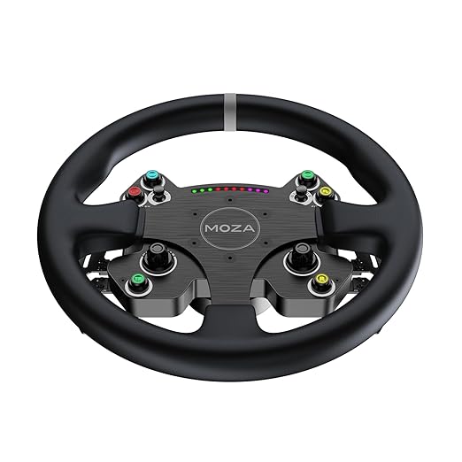 MOZA CS V2P Racing Wheel for PC Gaming Steering Wheel, 13 Inch Aviation Grade Aluminum Alloy Rim, Carbon Fiber paddles, RGB Indicator, Pressable Joysticks and customizable controls