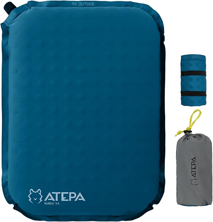 ATEPA Inflatable Seat Cushion, Compact Self-Inflating Seat Cushion for Stadium Airplane Air Travel Bleacher Camping, Blow Up Foam Seat Pad for Outdoor Sports Events Backpacking Hiking Sitting