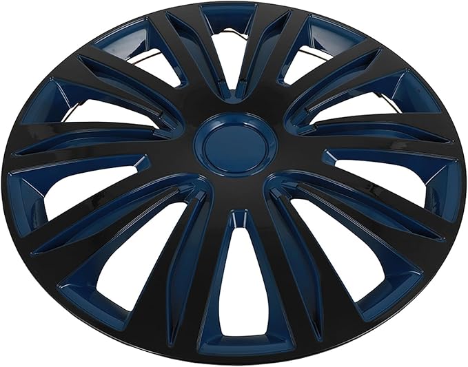 SCITOO Hub Cap Steel Wheel Snap On Universal 15" Hubcap Auto Tire Replacement Exterior Hubcaps Wheel Cover Rim 15 Inch Set of 4 PP Black Lacquer & Blue Lacquer
