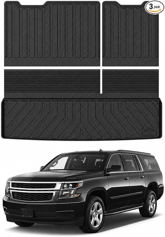Mixsuper Cargo Liner for Tahoe/GMC Yukon 2015-2020 (Non XL), Trunk Mat for Tahoe Accessories All Weather Cargo Mat Rear Trunk Liner Black 3PCS