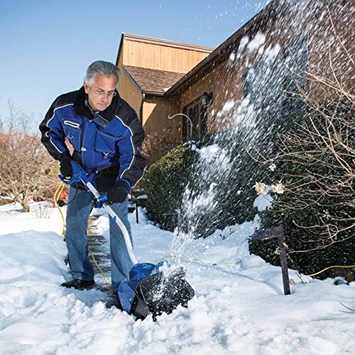 Snow Joe 324E Electric Snow Shovel with LED Headlight, Fast, Back-Saving Snow Thrower for Driveway and More, 10 Amp, 11 Inches, Blue
