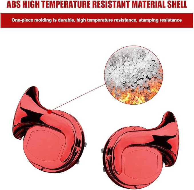 2PCS 300DB Super Loud Train Horns, 12V Waterproof Air Horns Replacement Kit, Car Air Electric Snail Double Horn, Automotive Accessories Universal for Motorcycle, Truck, Bike, Boat (Wine Red)