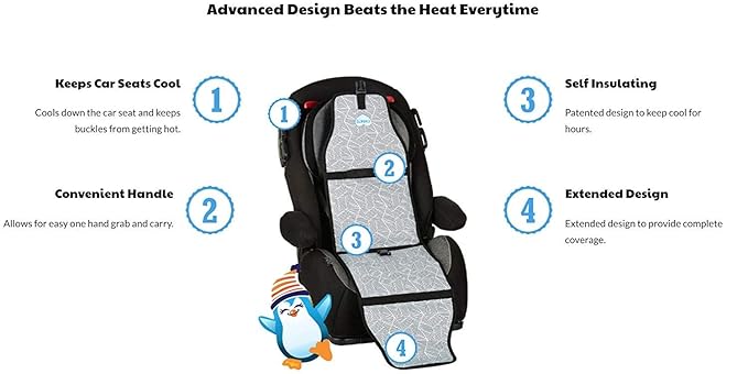 Cool Carats Car Seat Cooling Pad for Babies, Toddlers, and Kids - Comfortable and Durable Cooling Pad for Hot Summer Days - One Size Fits All, Popsicle White