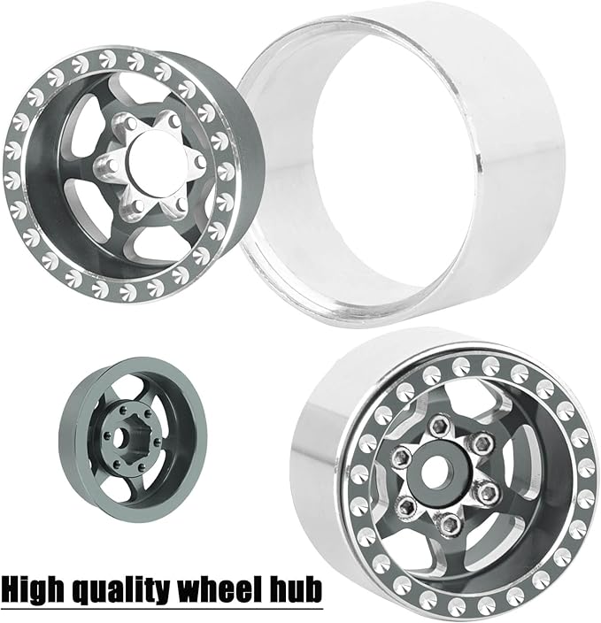 RC 1.0 Beadlock Truck Tires for 1/18 1/24 Trx4m SCX24 RC Crawler,RC Wheels Tires.Aluminum 1.0‘’ Beadlock Wheel Rim&1.0in Tires Tyres.Titanium(4PCS)