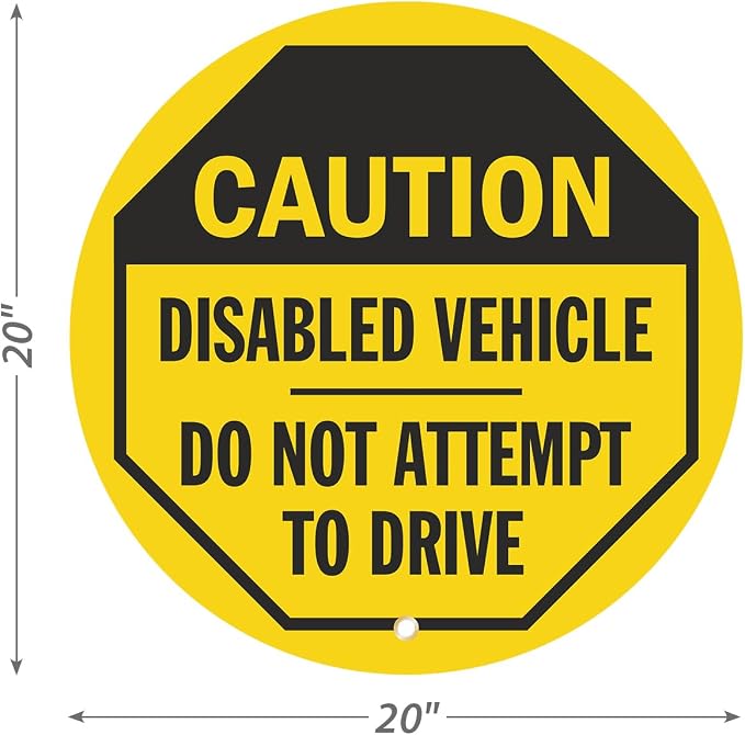 SmartSign Caution - Disabled Vehicle, Do Not Attempt to Drive Steering Wheel Lock Out Cover | 20" x 20", Made in USA