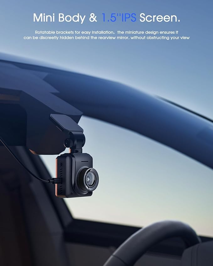 2K Dash Cam with 32 GB Card, 1.5'' IPS Screen, External GPS, WiFi Dash Camera for Cars, Front Dashcams for Cars with APP, WDR, Night Vision, 24 Hours Parking Monitor, G-Sensor, Loop Recording