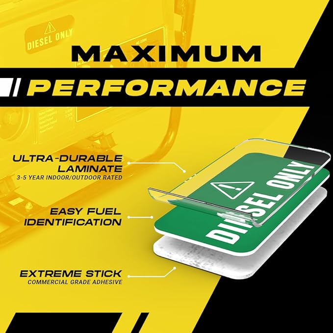 Diesel Sticker (Green), Construction & Heavy Equipment - Weather Proof, Extreme Stick, Commercial Grade by Fuel Stickers - USA Made (2x1 inch), 20 Labels