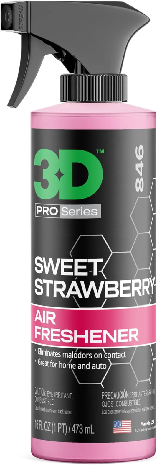 3D Sweet Strawberry Air Freshener – 16oz Spray Bottle – Water-Based, Non-Toxic Odor Eliminator – Safe for Pets & People – Fresh Scent from Real Strawberries