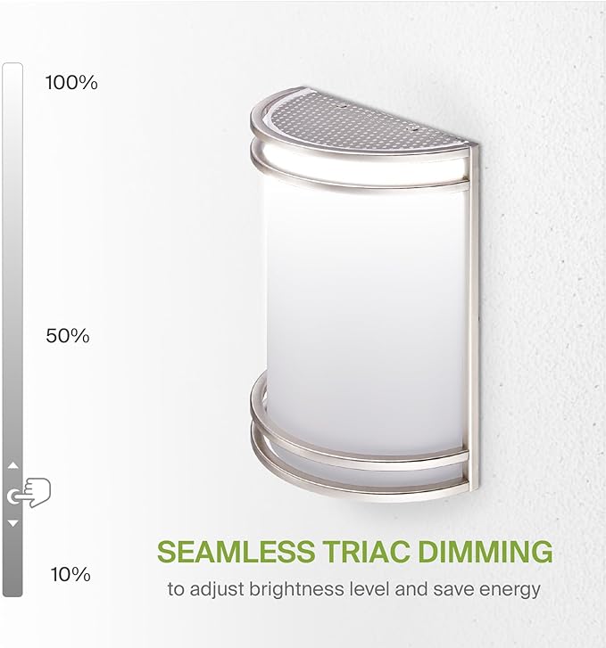 ASD Indoor LED Wall Sconce Lights - 10 Inch 15W Brushed Nickel Modern LED Wall Sconces Hardwired - ETL Dimmable 3000K 4000K 5000K Adjustable Sconce Light Fixture for Bedroom, Hallway