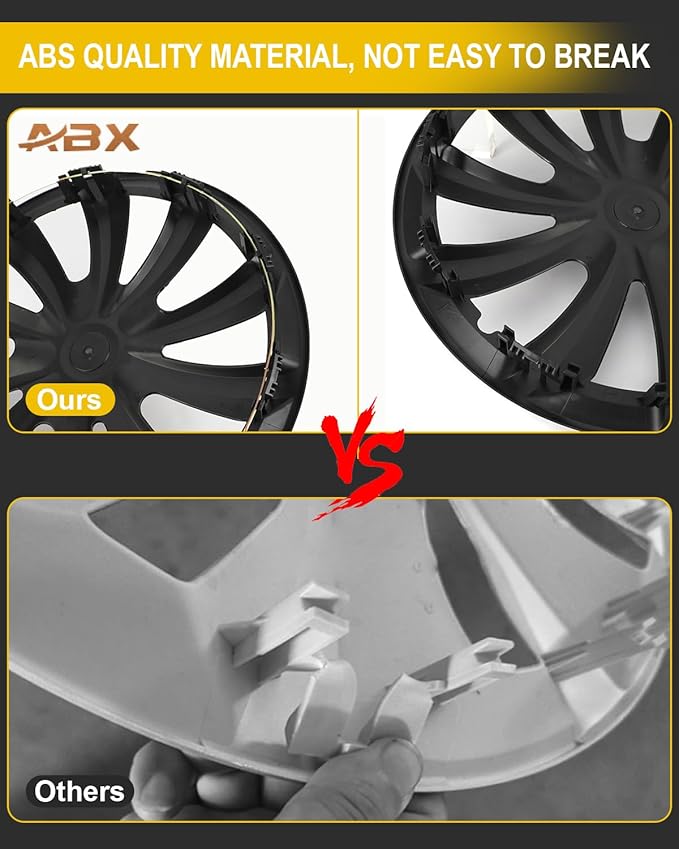ABX Hubcaps,16 inch hubcaps Set of 4, Wheel Rim Cover ABS Material, Snap On Car Truck SUV Replacement, for Toyota Camry Nissan Mazda etc