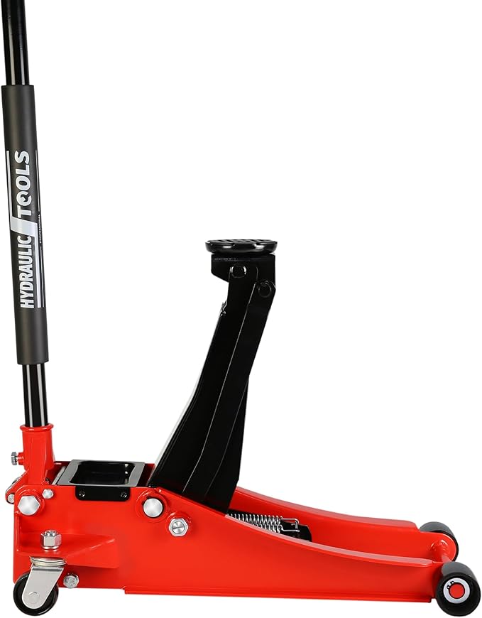 Pro Steel 3 Ton Low Profile Racing Floor Jack - Dual Pistons Quick Lift Pump, Red Heavy Duty Hydraulic Jack, 3.3"-18.5" Lift Range, 6600 lb Capacity