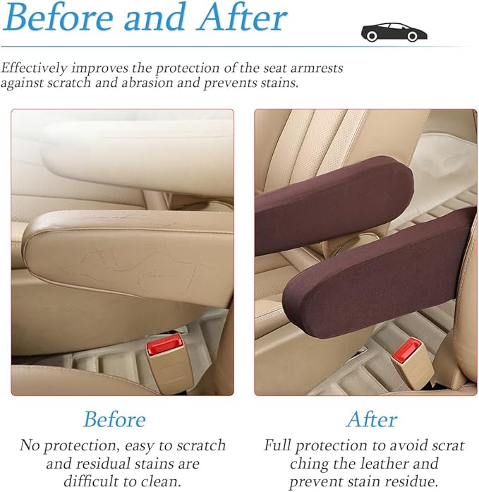 AUCELI 2 Pcs Car Front Seat Armrest Covers, Cloth Fabric Armrest Protectors, Direct Replacement Center Console Lid Armrest Cover Skin, Universal Accessories for Car, SUV, Truck and Van