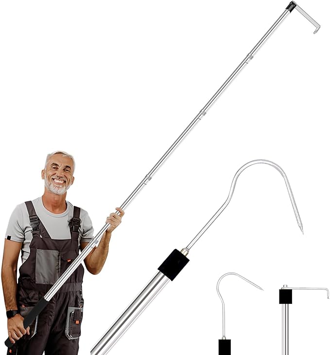 Truck Cargo Grabber - 34-70 Inch Sturdy Pickup Truck Bed Cargo Retrieval Pole, with 2 Replacement Hooks | Essential Bed Buddy Truck Cargo Retriever for Easy Pickup
