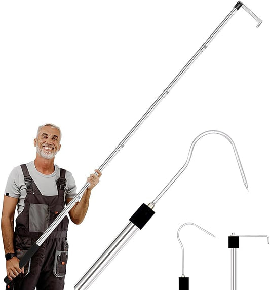 Truck Cargo Grabber - 34-70 Inch Sturdy Pickup Truck Bed Cargo Retrieval Pole, with 2 Replacement Hooks | Essential Bed Buddy Truck Cargo Retriever for Easy Pickup