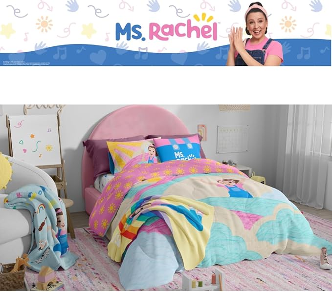 Ms. Rachel Educational Adventures Kids Bedding Super Soft Microfiber Comforter and Sheet Set, 5 Piece Full Size, (Officially Licensed Product) by Franco