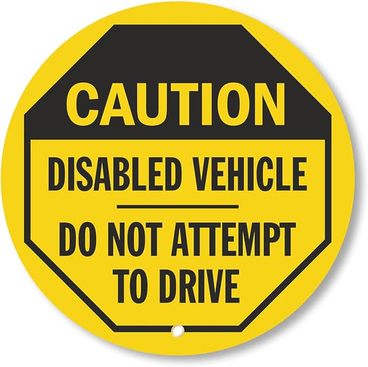 SmartSign Caution - Disabled Vehicle, Do Not Attempt to Drive Steering Wheel Lock Out Cover | 20" x 20", Made in USA