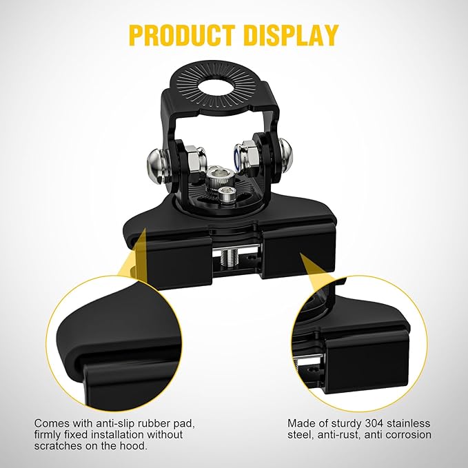 Nilight LED Light Bar Mounting Bracket 2PCS Universal Adjustable Pillar Hood Work Lamp Mount Clamp Holder for Off-Road Truck SUV, Black-2