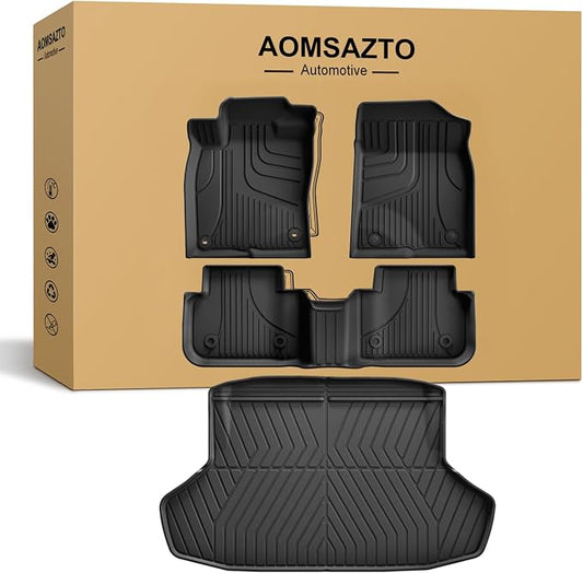 Floor Mats & Cargo Mat for Honda Civic Sedan 2022-2026 (Fits Rear Seats with or Without USB Ports) - All Weather TPE Car Floor Liners, 1st & 2nd Row & Trunk Liner(Not for Hybrid/Hatchback)