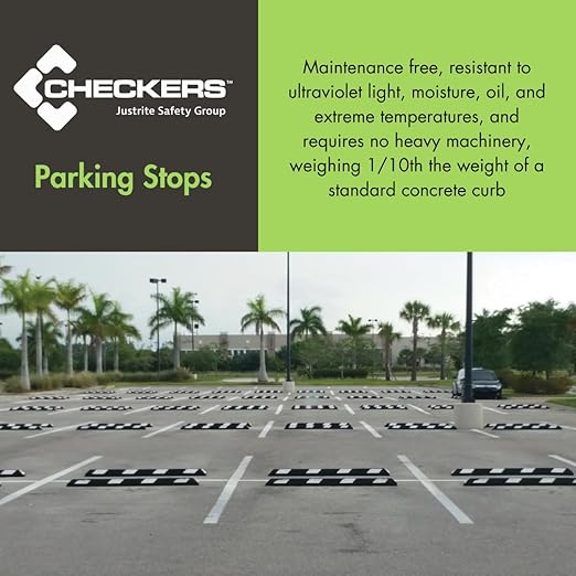 Checkers Park-It® 6 Foot Long 100% Recycled Rubber Parking Stop, 6' x 6" x 4", Parking Lot Curb Wheel Stopper, Highly Visible Black/Yellow, GNRS1610YB