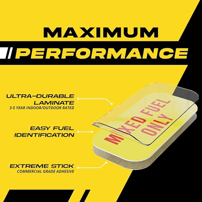 Mixed Fuel 40:1 Sticker, Gas Oil Mix Labels for Outdoor Fuel Power Equipment - Weather Proof, Extreme Stick, Commercial Grade Labelss by Fuel Stickers - USA Made (2x1 inch), 20 Labels