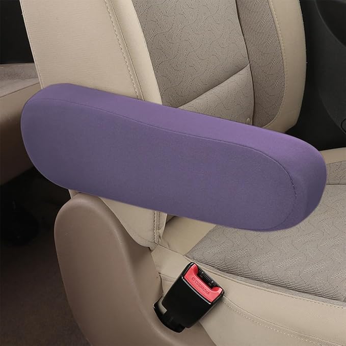 AUCELI 2 Pcs Car Front Seat Armrest Covers, Cloth Fabric Armrest Protectors, Direct Replacement Center Console Lid Armrest Cover Skin, Universal Accessories for Car, SUV, Truck and Van (Purple)