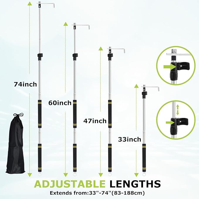 Bed Buddy Truck Tool,Cargo Grabber Pickup Truck Bed Thickened Stainless Steel Telescopic 33-74inch wear-Resistant complimentary Storage Bag Professional Cargo Grabber Reach Retriever Tool