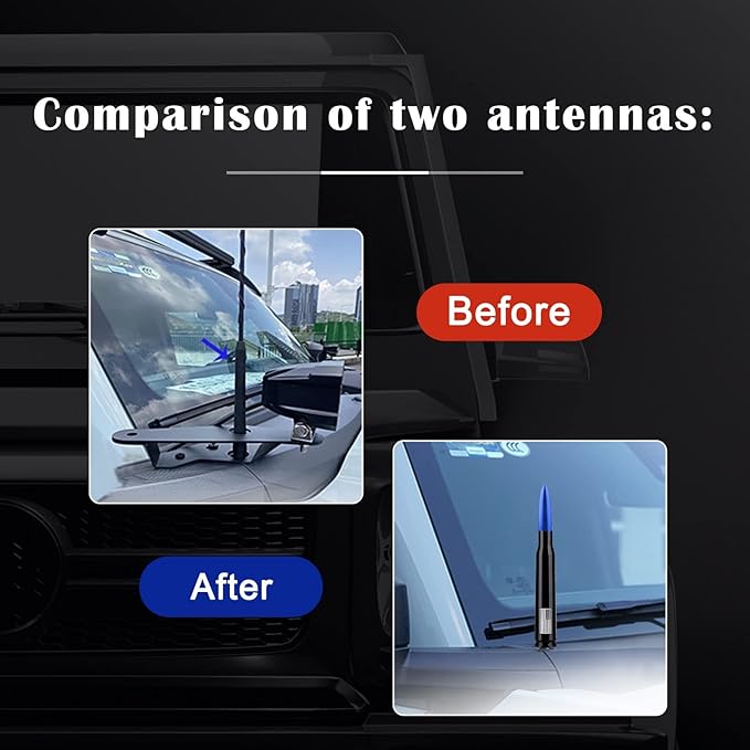 Ajxn 1 PC Car Truck Bullet Antenna, Automobile Antenna Mast, Suitable for GM Chevy Silverado 1500 3500 HD Avalanche GMC Sierra 1500 3500 Denali Heavy Duty Pickup Trucks Accessories (Blue)