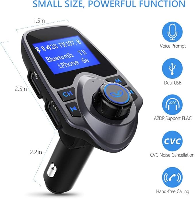T11 Wireless Bluetooth FM Transmitter Handsfree Car Kit MP3 Player Wireless Bluetooth Adapter with Dual USB Port Car Kit